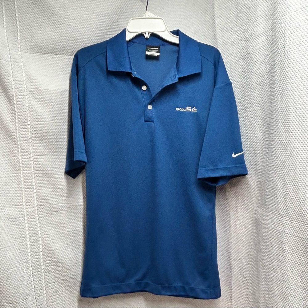 Nike Blue Polo Dry-Fit Shirt for‎ Men size large embroidered logo Air Products